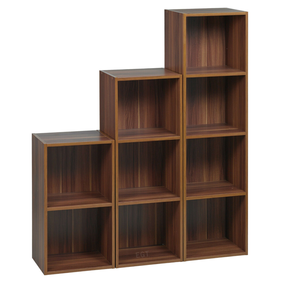 (Teak) Set of Wooden Cube Bookcase Shelves Storage