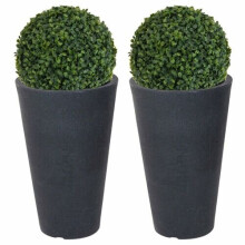 (2, Charcoal Grey) Round Plant Flower Pot Artificial Ball Plant