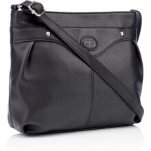 The Collection Womens Black Leather Logo Detail Cross Body Bag