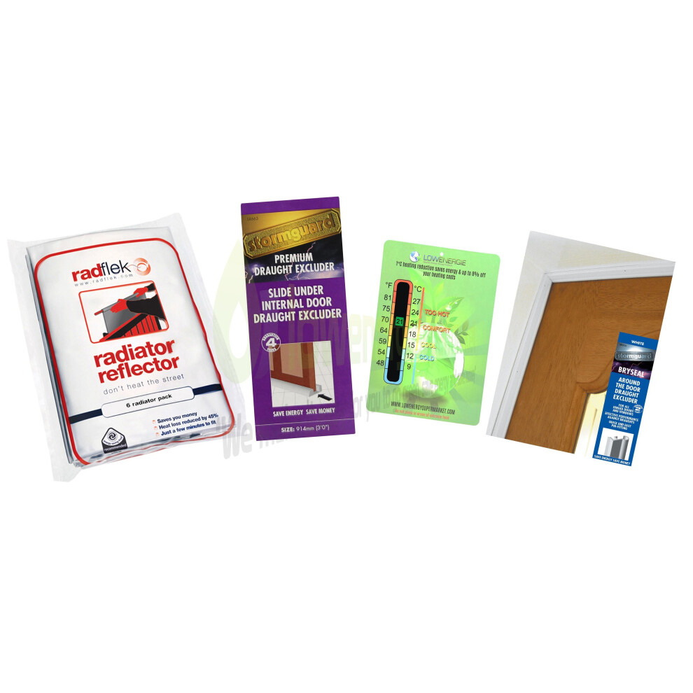 Heating Saving Pack - Energy, Tenant, Landlord, Draught, Radiator, Thermometer