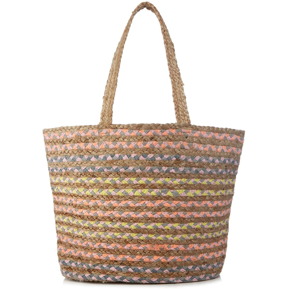 Nine By Savannah Miller Womens Multi-Coloured Stripe Jute Shopper Bag