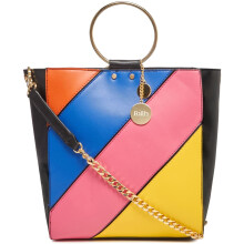 Faith Womens Multi-Coloured Rainbow Stripe Shopper Bag