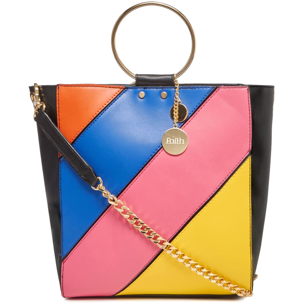 Faith Womens Multi-Coloured Rainbow Stripe Shopper Bag