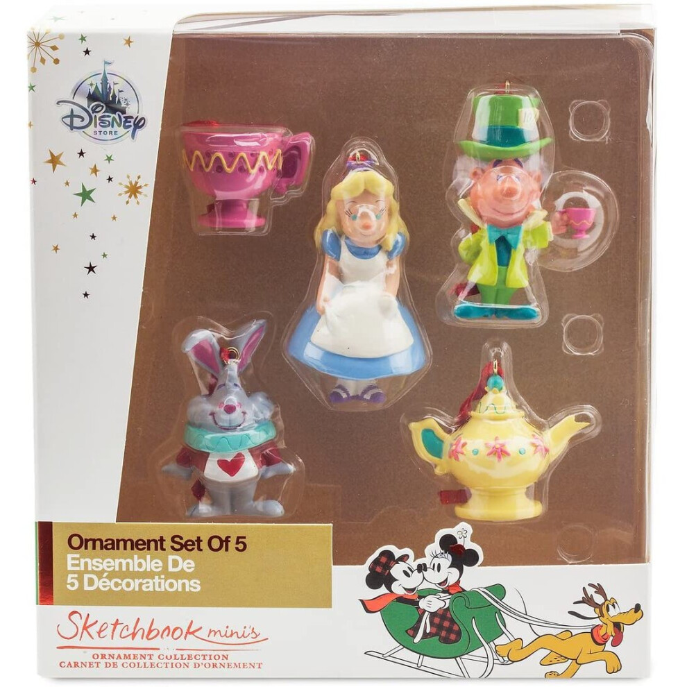 Disney Ua Alice In Wonderland Sketchbook Mini Ornament Set