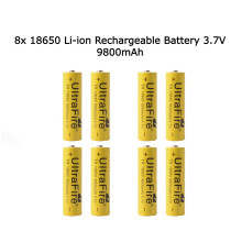 (8 Pack) Genuine UltraFire 18650 9800mAh power battery 3.7v rechargeable Li-on battery
