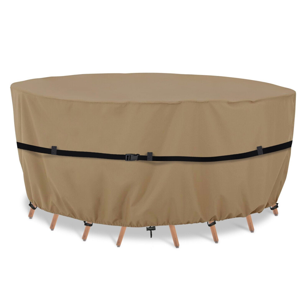 Round Outdoor Furniture Cover Waterproof Patio Furniture Cover Tear-Resistant Durable Windproof Dustproof Outdoor Cover