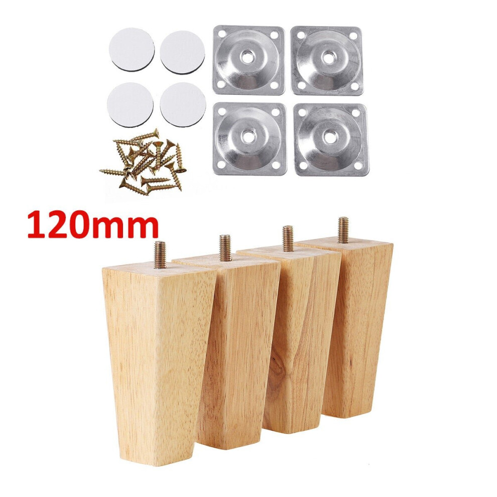 (12cm) 4pcs Square Inclined Wooden Furniture Feets Legs Set For Sofa Cabinets Table