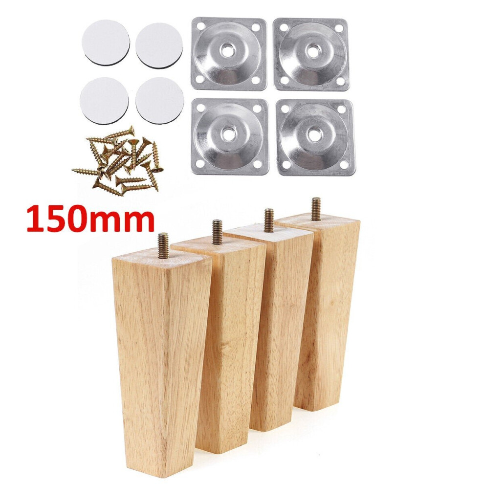 (15Cm) 4Pcs Square Inclined Wooden Furniture Feets Legs Set For Sofa Cabinets Table 3654659464934