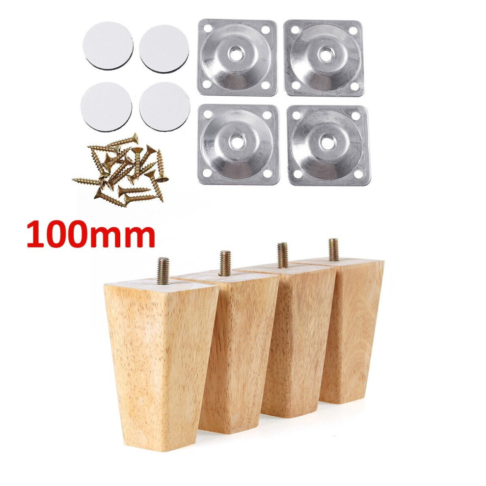 (10cm) 4pcs Square Inclined Wooden Furniture Feets Legs Set For Sofa Cabinets Table