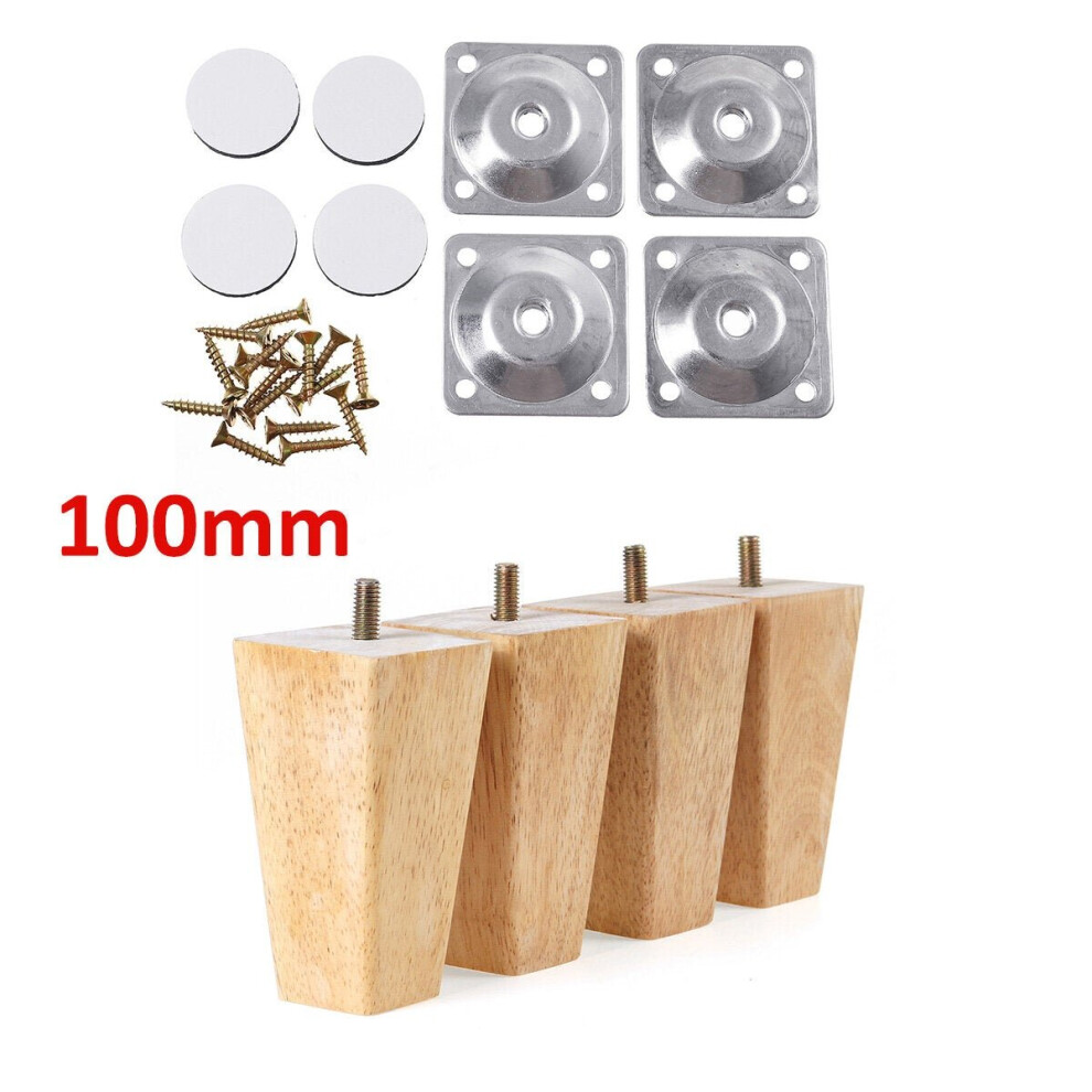 (10Cm) 4Pcs Square Inclined Wooden Furniture Feets Legs Set For Sofa Cabinets Table 3654659464958