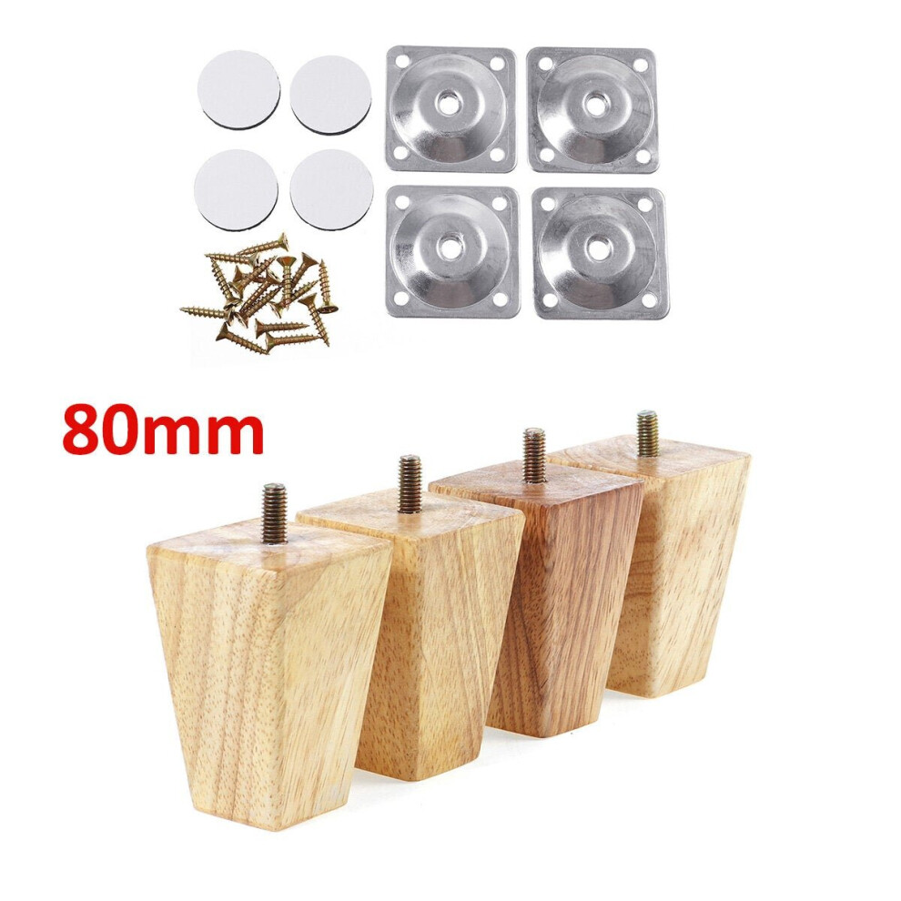 (8cm) 4pcs Square Inclined Wooden Furniture Feets Legs Set For Sofa Cabinets Table