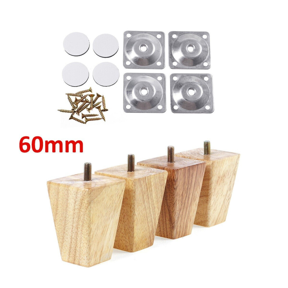 (6cm) 4pcs Square Inclined Wooden Furniture Feets Legs Set For Sofa Cabinets Table