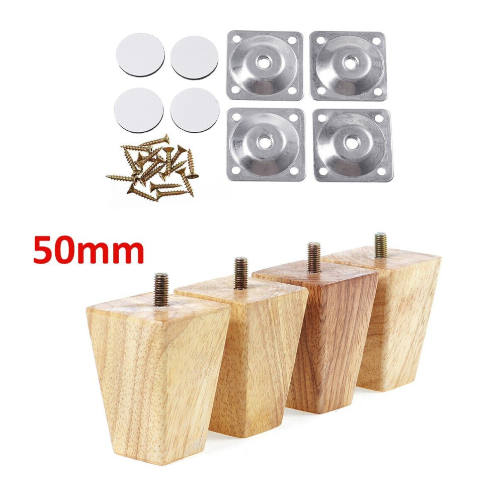 (5cm) 4pcs Square Inclined Wooden Furniture Feets Legs Set For Sofa Cabinets Table