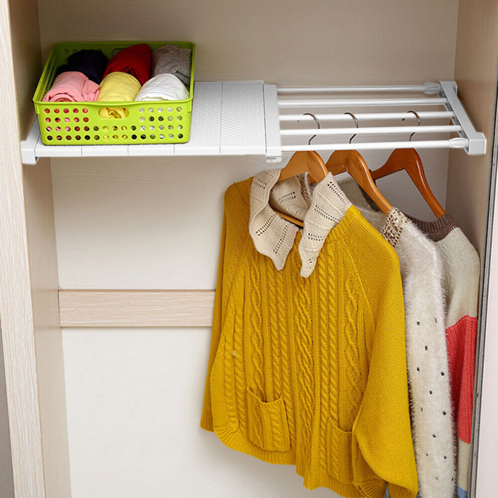 Living And Home (50-80Cm) Adjustable Closet Cupboard Storage Shelf Organizer Extendable Divider Rack White