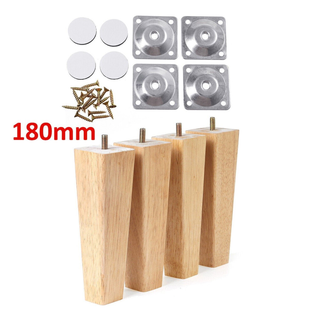 (18cm) 4pcs Square Inclined Wooden Furniture Feets Legs Set For Sofa Cabinets Table