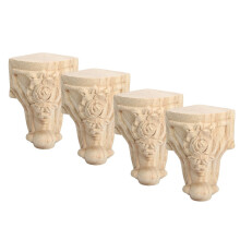 (S) 4Pcs Solid Wood Carved Furniture Foot Leg Support TV Cabinet Couch Sofa European Style