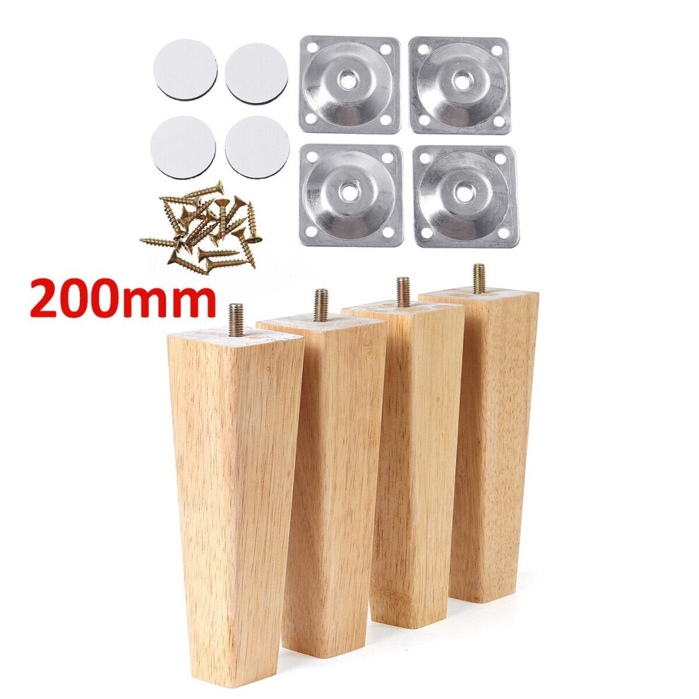(20Cm) 4Pcs Square Inclined Wooden Furniture Feets Legs Set For Sofa Cabinets Table 3654659388520