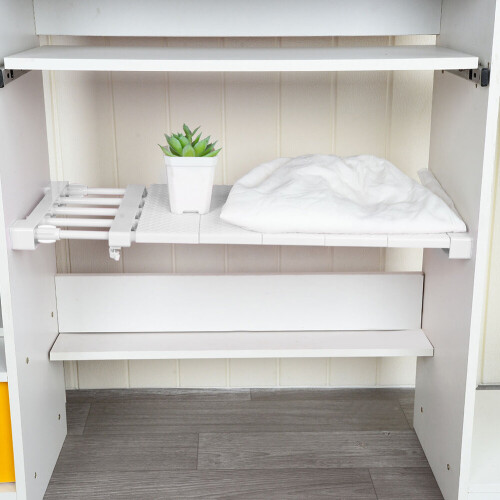 Living And Home (50-80cm) Adjustable Closet Cupboard Storage Shelf Organizer Extendable Divider Rack White 1