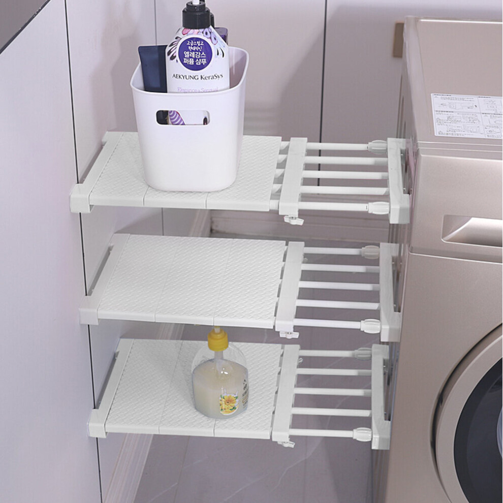 Living And Home (38-55Cm) Adjustable Closet Cupboard Storage Shelf Organizer Extendable Divider Rack White