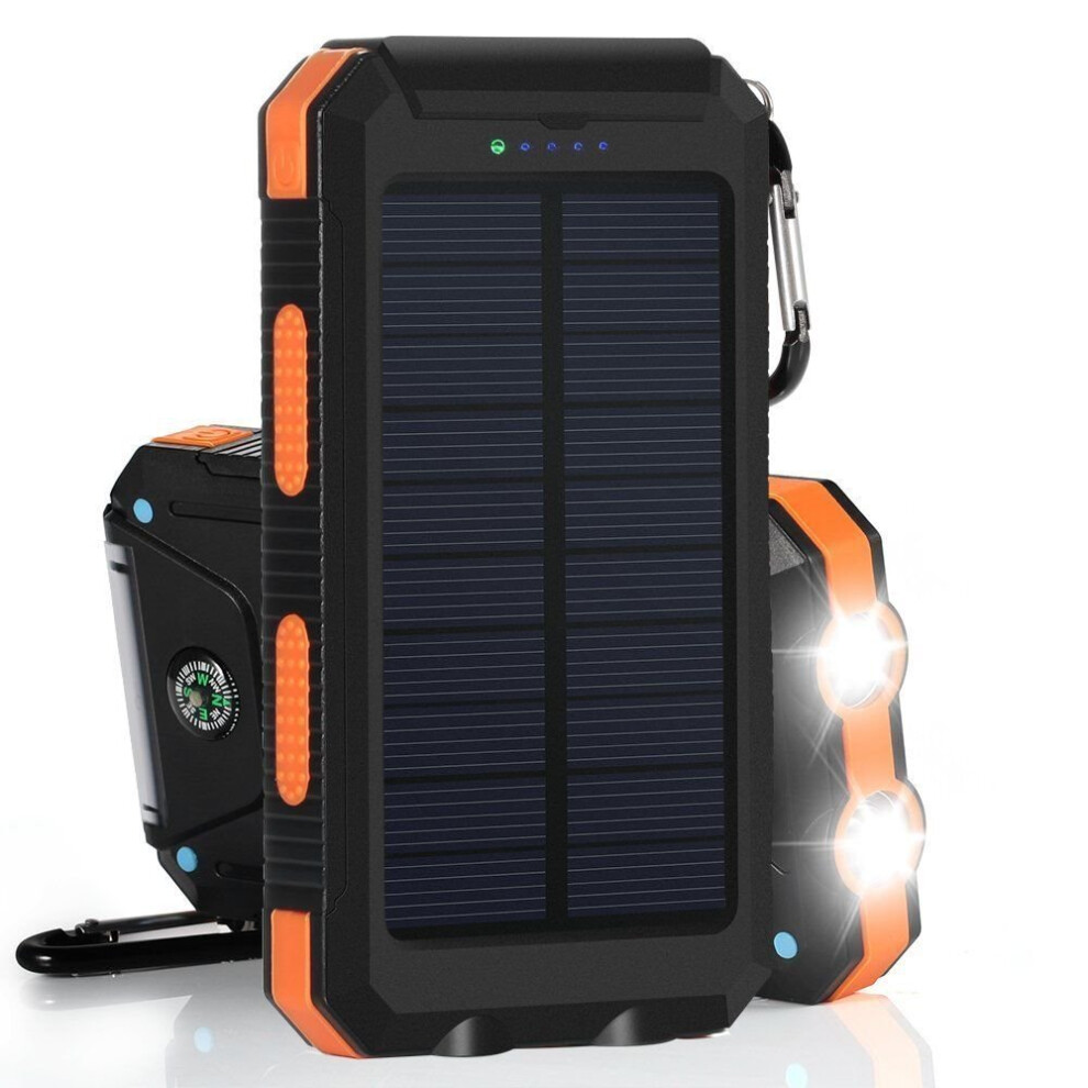 30000mAh Solar Power Bank, 2 USB LED Battery Charger for Cell Phone