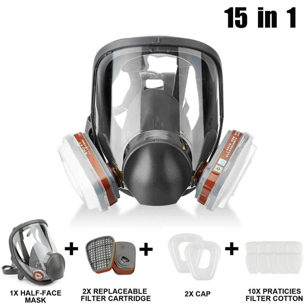 6800 Full Face RespirÐ°tor, 15 in 1 Gas Mask for Paint Spray Protective