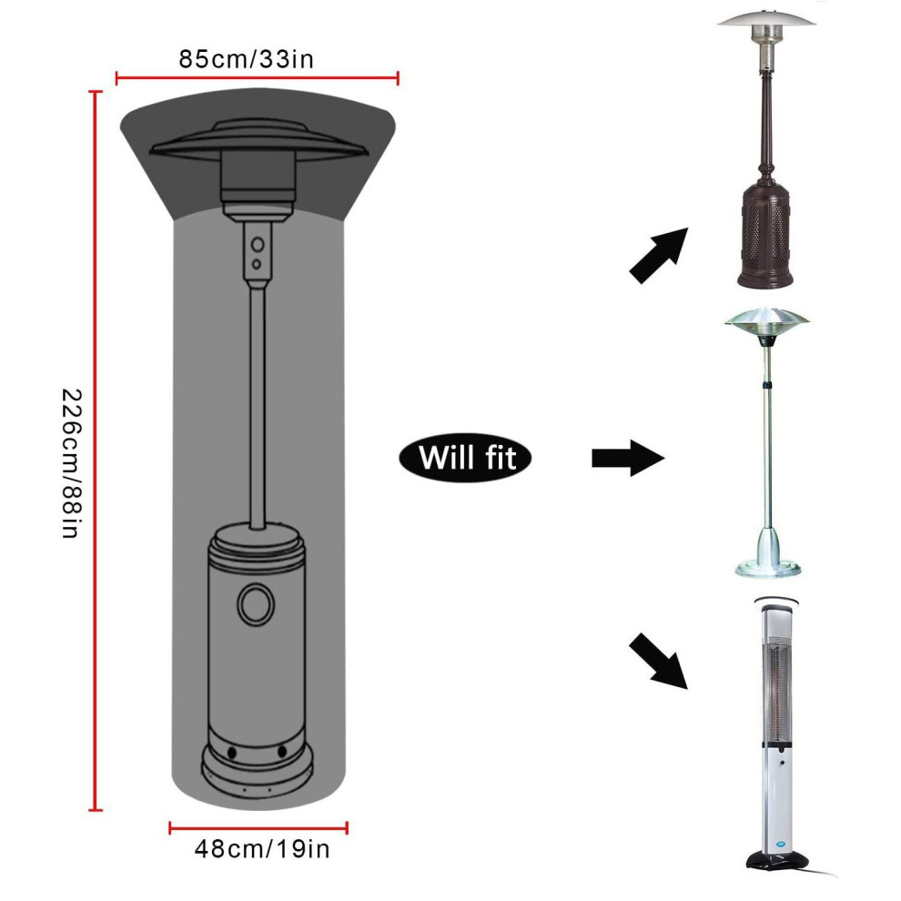 (Silver-Contractible) Garden Heater Cover Waterproof Patio Heater Cover Outdoor Furniture Protecto