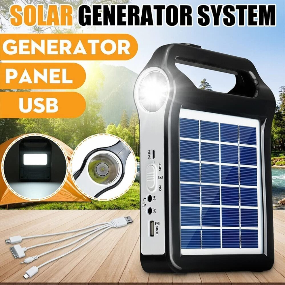 220V Portable Solar Panel Power System USB Charging Generator With LED