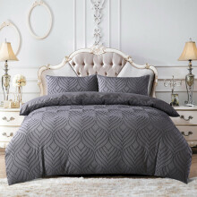 (Grey, Double) New Luxury 3Pcs Chelsea Duvet Cover Set Beddng Set