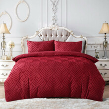 (Burgundy, Double) New Luxury 3Pcs Chelsea Duvet Cover Set Beddng Set