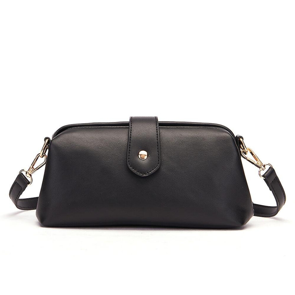 (Black) Doctor Bag Crossbody Small Classic Leather Handbag Handmade Fashion Crossbody