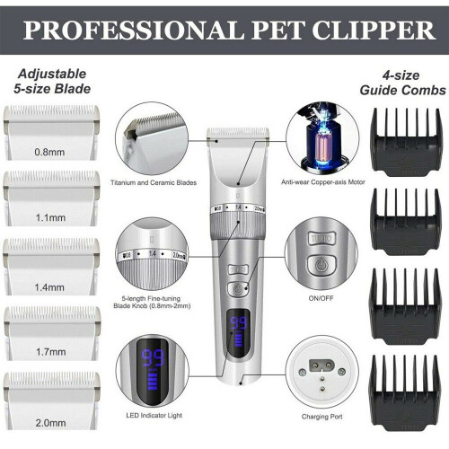 Pro Pet Dog Grooming Clipper Πυκνή γούνα τρίψιμο τρίχας Ηλεκτρική ξυριστική μηχανή 2