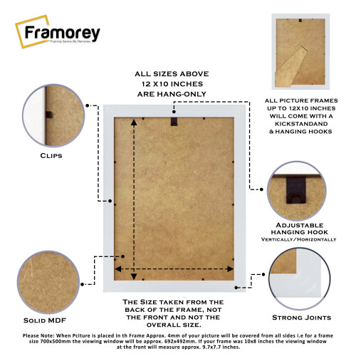 (A3  Pic (A2 Frame)) Walnut Vintage Distressed Effect Picture Frame, Wall Hanging Photo Frames, Home Décor Frame With White Mount 2