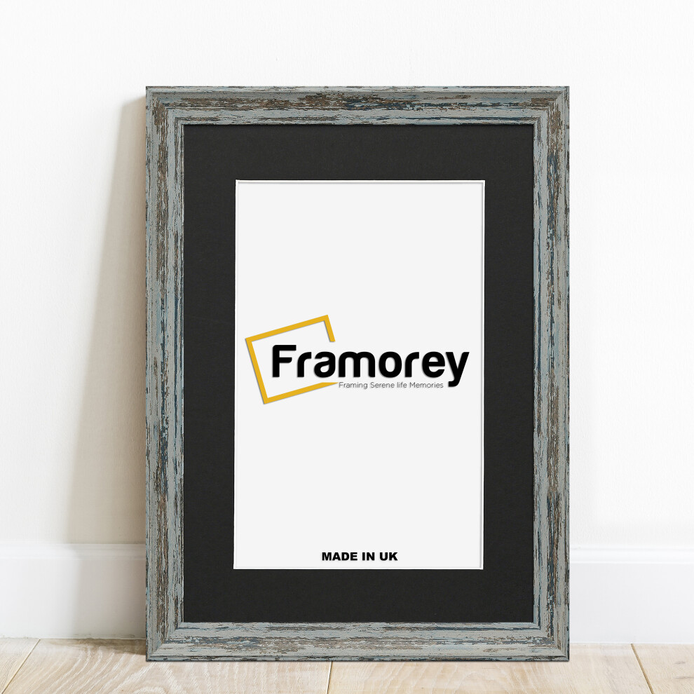 (24x18" Pic (28x22" Frame)) Blue Vintage Distressed Effect Picture Frame, Wall Hanging Photo Frames, Home DÃ©cor Frame With Black Mount-image-OPC-P99MZSN-NEW