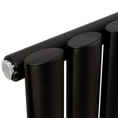 NRG (Horizontal 600x413mm - Single) NRG Premium Black Radiator Oval Column Designer Central Heating  UK 1