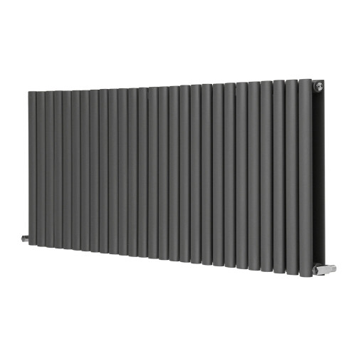 NRG (Horizontal 600x1593mm - Double) NRG Oval Column Designer Radiator Bathroom Central Heating Anthracite 1