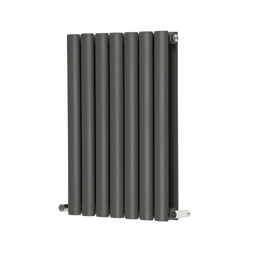 NRG (Horizontal 600x413mm - Double) NRG Oval Column Designer Radiator Bathroom Central Heating Anthracite 1