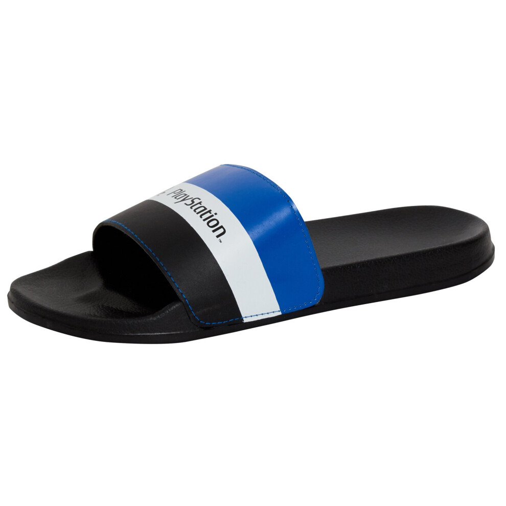 (10 UK) Mens Sony PlayStation Sliders Boys Gamer Slip On Sandals Flip Flops Shower Shoes