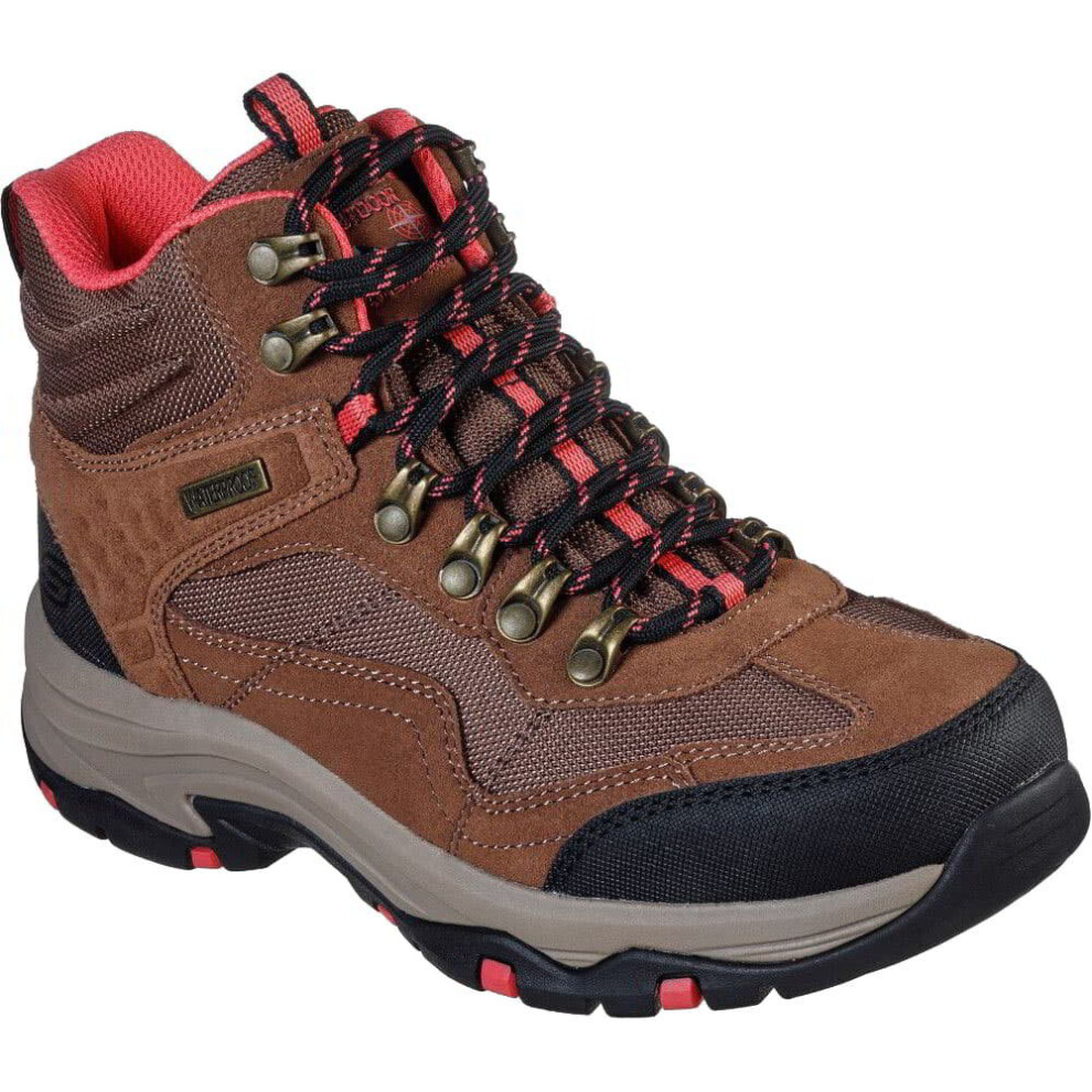 (Tan, UK 8) Skechers Trego Base Camp Womens Tan Waterproof Walking Hiking Ankle Boots