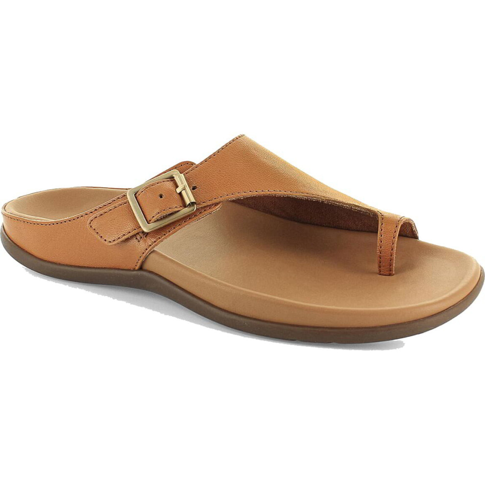 (Tan, UK 8) Strive Java Womens Ladies Brown Orthotic Footbed Toe Post Sandals