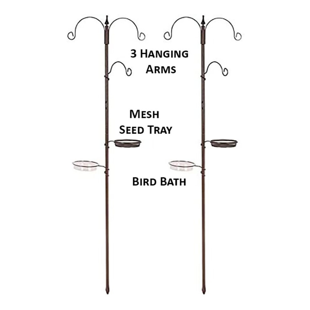 2x Bird Feeding Station, 3 Arm Feeder with Water Dish & Mesh Seed Tray