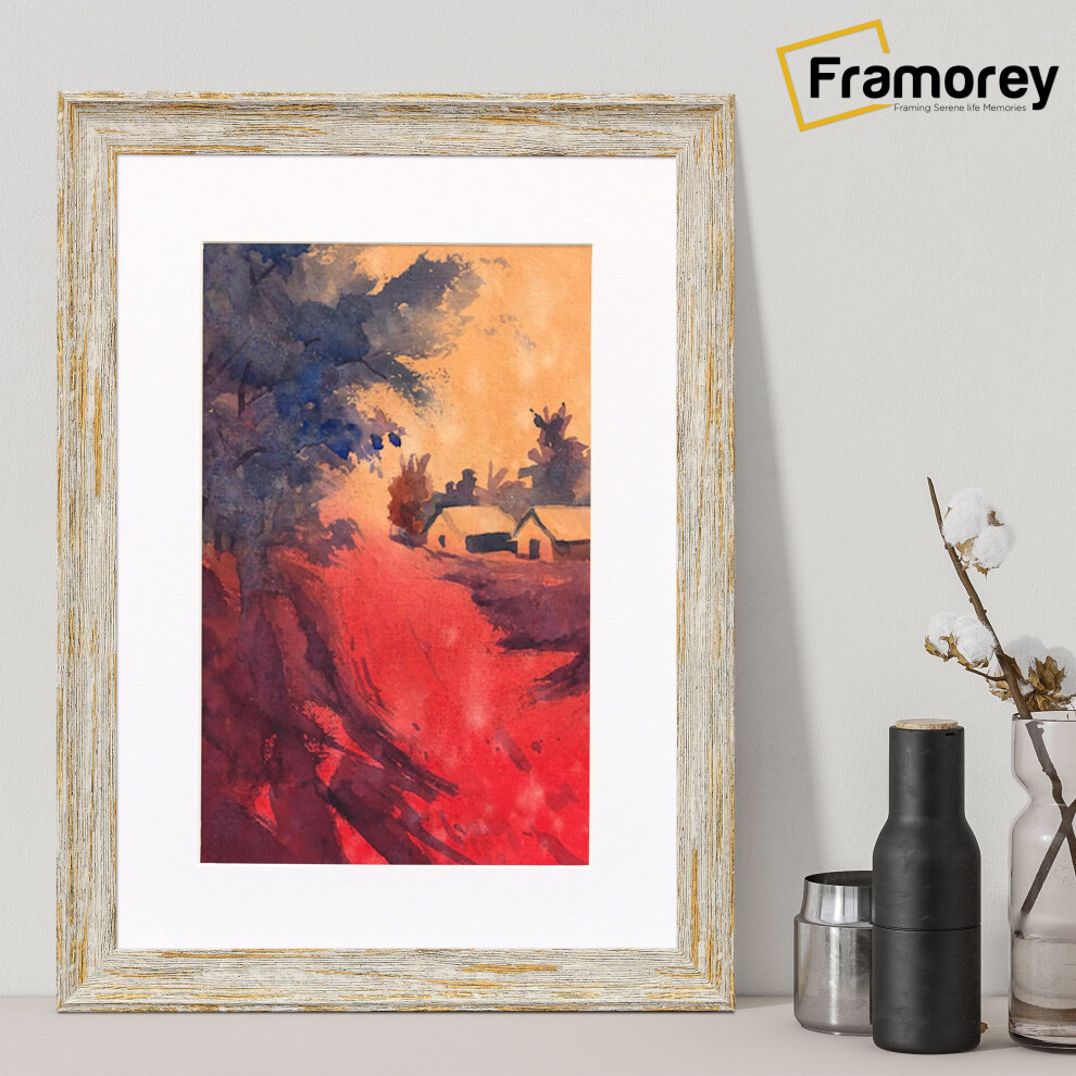 (15x10" Pic (18x14" Frame)) White Vintage Distressed Effect Picture Frame, Wall Hanging Photo Frames, Home DÃ©cor Frame With White Mount-image-OPC-P99MZCJ-NEW