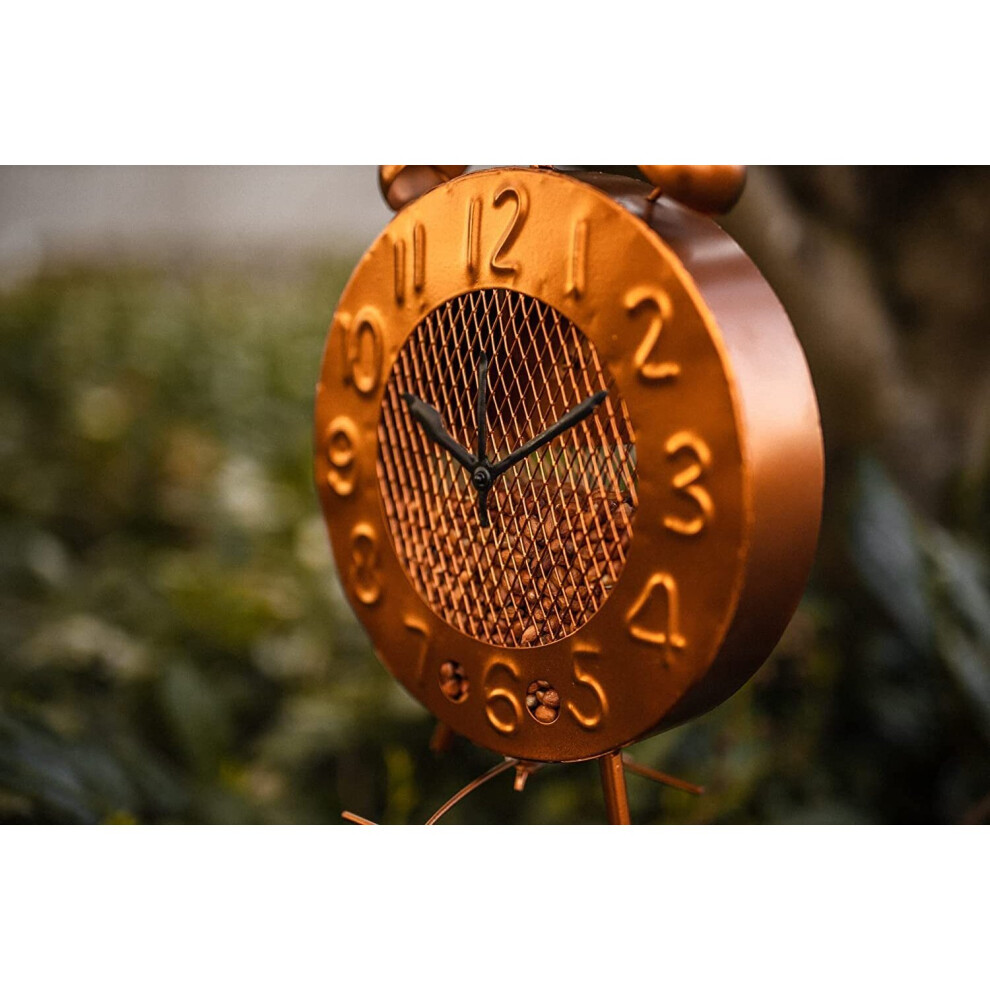 Bird Feeder Station, Copper Effect Clock Feeding Station Weatherproof