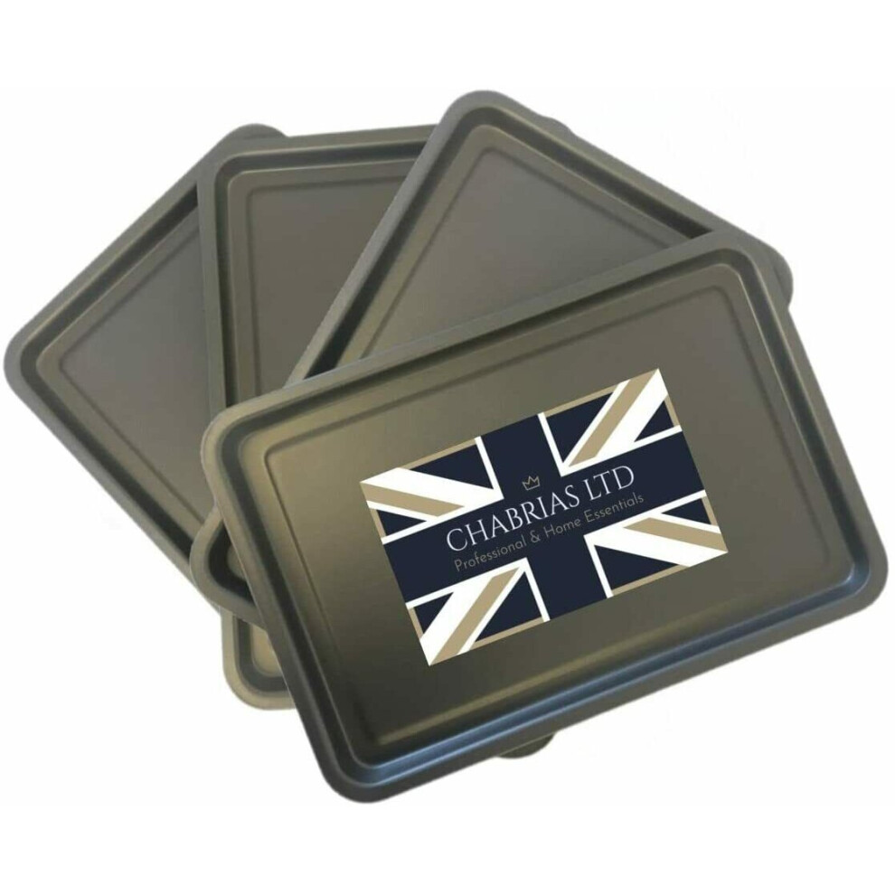 Chabrias Everyday Set of 4 Oven Baking Trays 32 x 22 cm Non-Stick Coating