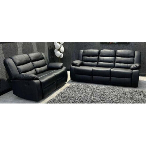 Furniture 786 (Black) Roma Recliner 3+2 Seater Leather Sofa Set 1