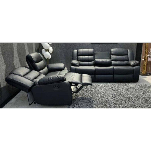 Furniture 786 (Black) Roma Recliner 3+2 Seater Leather Sofa Set 2