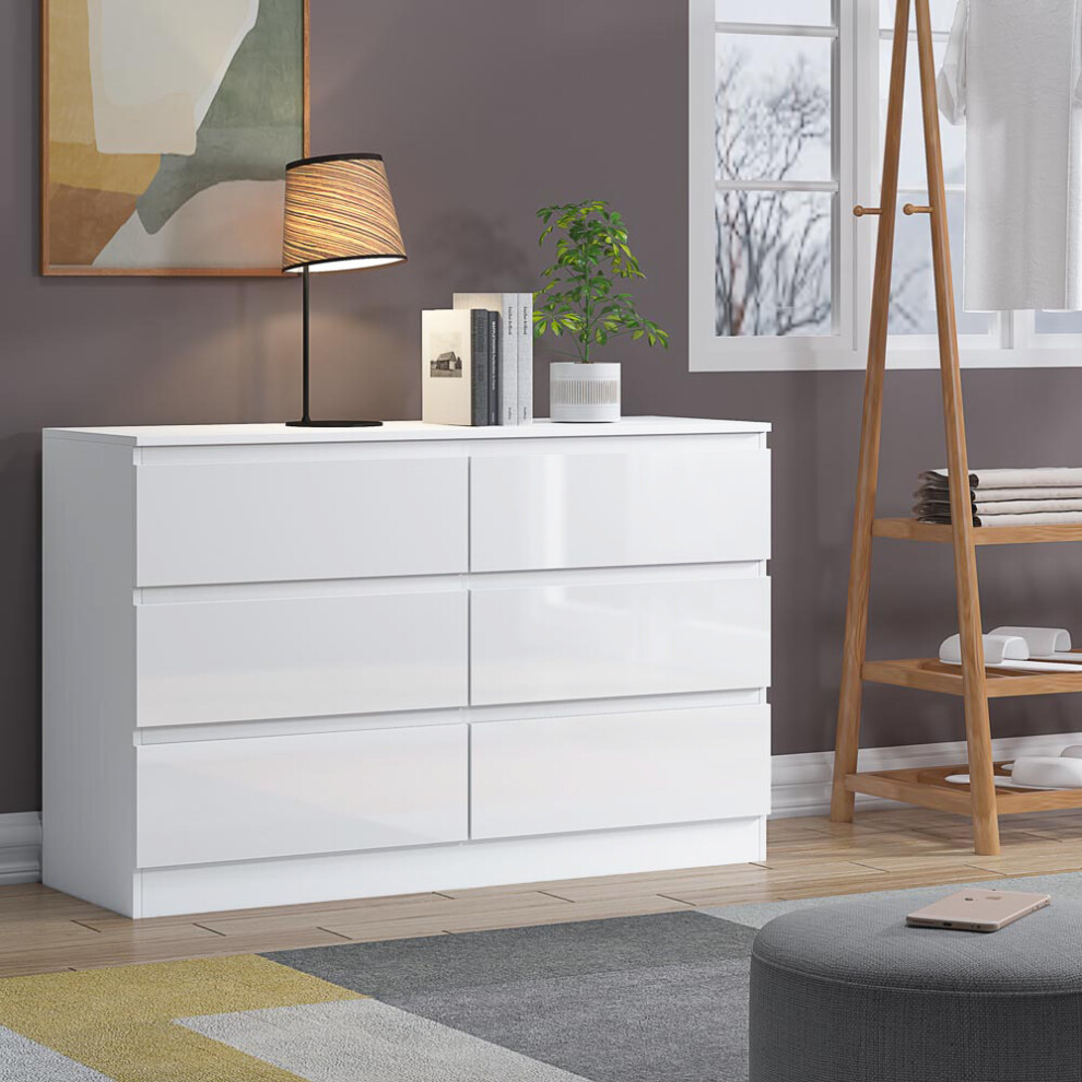 (Gloss White) Narvik 6-Drawer Modern Chest of Drawers