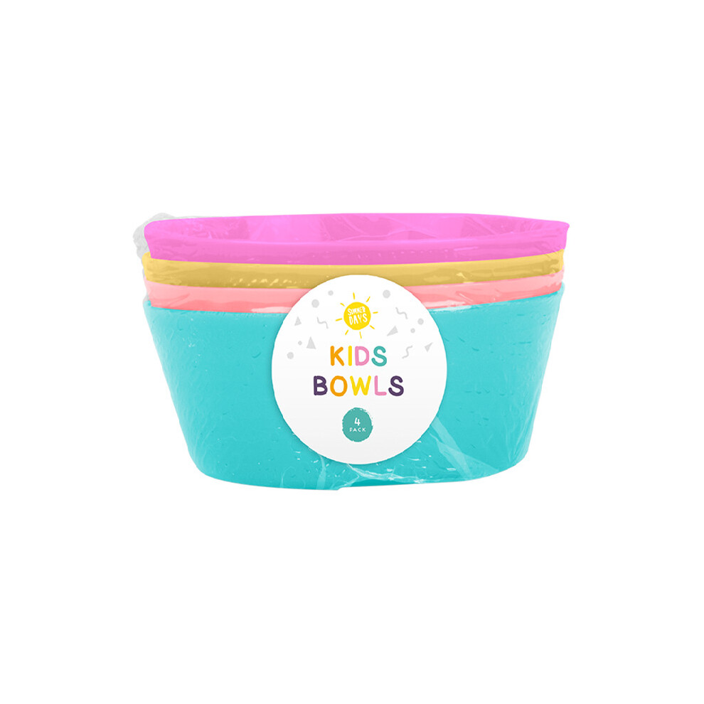 (Kid's Bowl) 4pk Kids Bright Plastic Tumblers Or Bowls Party Picnic BBQ Camping Snack Cereal