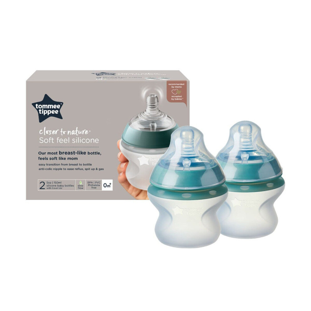 Tommee Tippee Baby Bottles 150ml Soft Feel Silicone Closer to Nature Pack of 2