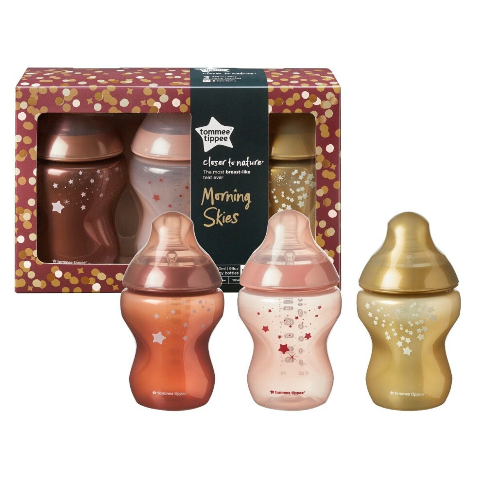 Tommee Tippee Baby Bottles 260Ml Closer To Nature Morning Skies Pack Of 3