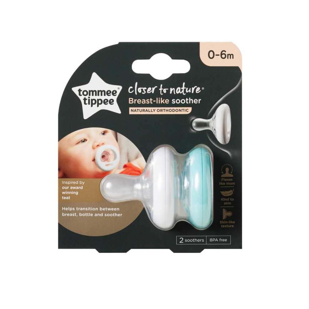 Tommee Tippee Silicone Soother Breast-Like Skin-Like Texture 0-6m Pack Of 2